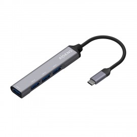 AISENS Hub USB 3.1 USB-C, Tipo C/M - 4x Tipo A/H, Gris, 10 cm - A109-0541