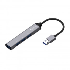 AISENS Hub USB 3.0 Aluminio, Tipo A/M - 4x Tipo A/H, Gris, 10cm - A106-0540