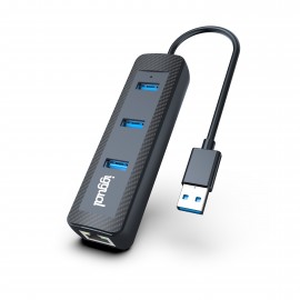 iggual Hub tipo A x 3 puertos USB 3.1+RJ45 Carbon - IGG317877