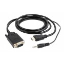 Gembird CC-DP-HDMI-5M adaptador de cable de vídeo HDMI + 3.5mm VGA (D-Sub) Negro
