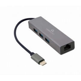 Gembird A-CMU3-LAN-01 hub de interfaz USB 3.2 Gen 1 (3.1 Gen 1) Type-C 5000 Mbit/s Gris