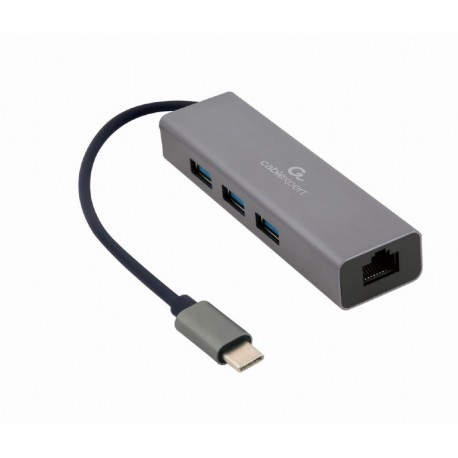Gembird A-CMU3-LAN-01 hub de interfaz USB 3.2 Gen 1 (3.1 Gen 1) Type-C 5000 Mbit/s Gris