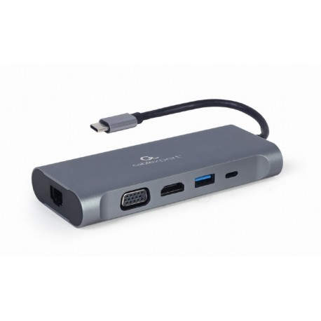 Gembird A-CM-COMBO7-01 hub de interfaz USB 3.2 Gen 1 (3.1 Gen 1) Type-A 625 Mbit/s Gris