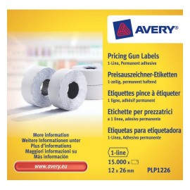 Avery PLP1226 etiqueta autoadhesiva Etiqueta de precio Permanente Blanco 15000 pieza(s)