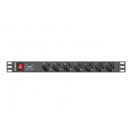 Lanberg PDU-07F-0200-IEC-BK unidad de distribución de energía (PDU) 7 salidas AC 1U Negro