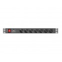 Lanberg PDU-07F-0200-IEC-BK unidad de distribución de energía (PDU) 7 salidas AC 1U Negro