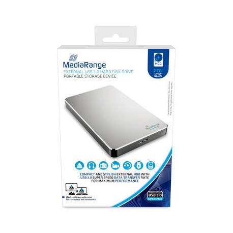 MediaRange MR997 disco duro externo 2000 GB Plata