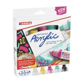 Edding Acryl 3D Double Liner marcador permanente Negro, Magenta, Menta, Blanco, Amarillo 5 pieza(s)