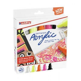 Edding 5000 Acrylic Marker Broad marcador permanente Punta de cincel Negro, Naranja, Rosa, Blanco, Amarillo 5 pieza(s)