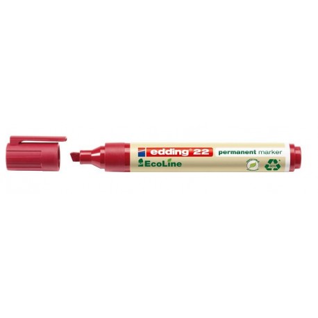 Edding 22 EcoLine marcador permanente Punta de cincel Rojo