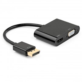 Ewent EC1457 adaptador de cable de vídeo DisplayPort HDMI + VGA (D-Sub) Negro