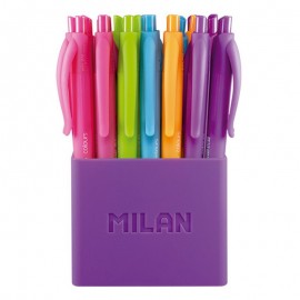 Milan 176555124 Multicolor Bolígrafo de punta retráctil con pulsador 24 pieza(s)