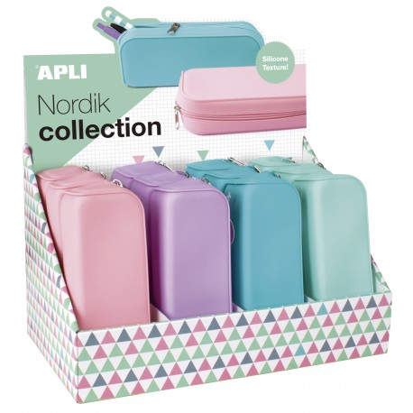 APLI  caja de lápices Azul, Verde, Mauve, Rosa - 17408