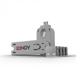 Lindy 40454 bloqueador de puerto Bloqueador de puerto + clave USB tipo A
