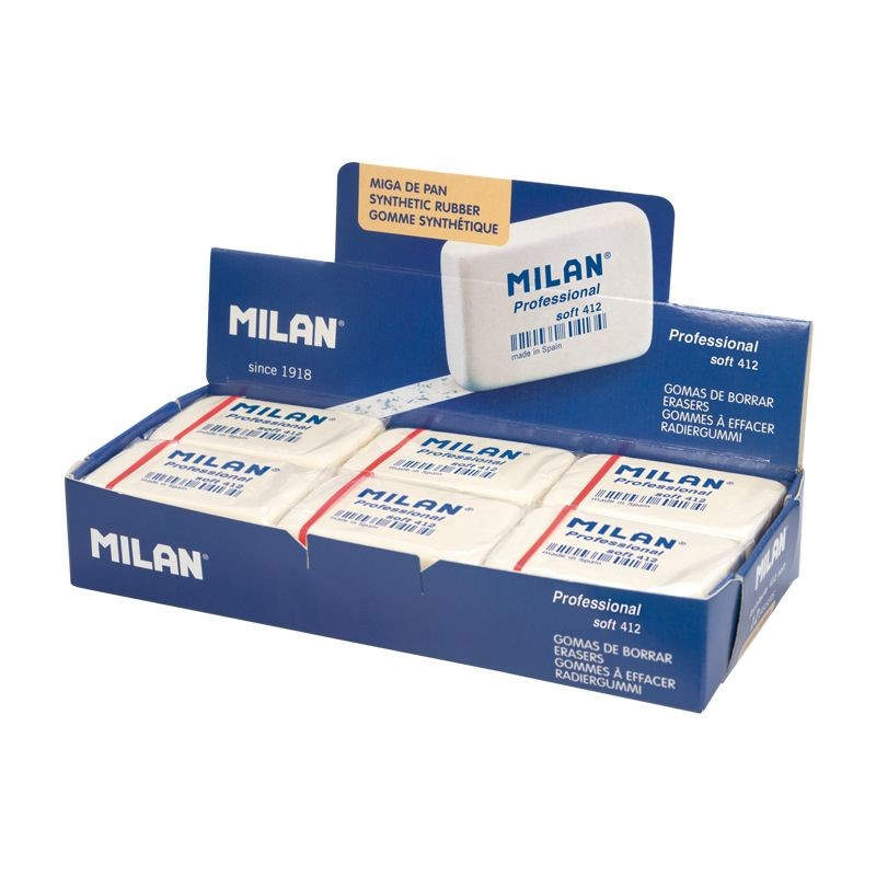 Milan BPM9208 - Confezione Da 2 Gomme In Plastica Bianca 612, Morbide E Non Abrasive, 7,8x2,3x1,2 Cm