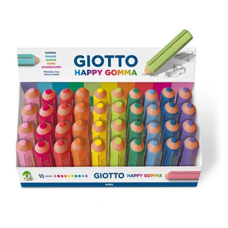 Giotto Happy Gomma goma Caucho Azul, Coral, Fucsia, Verde, Lila, Cal, Naranja, Rosa, Turquesa, Amarillo 40 pieza(s) - 233800