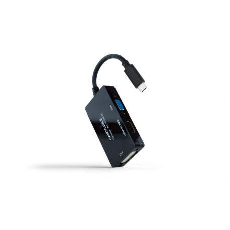 CONVERSOR USB-C A HDMI/DVI/VGA 20CM NEGRO NANOCABLE