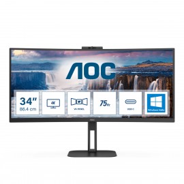 AOC V5 CU34V5CW/BK pantalla para PC 86,4 cm (34'') 3440 x 1440 Pixeles LED Negro