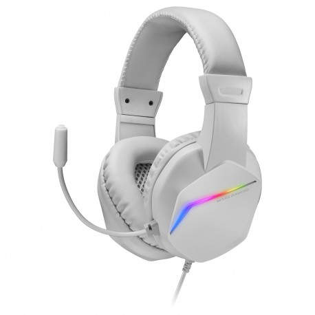 Mars Gaming MH122 Blanco, Cascos Gaming FRGB Over Ear con Micrófono, Sonido HiFi