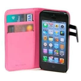 FUNDA WAZZABEE PARA IPHONE 5 POLIPIEL, MARCO INTERIOR PLASTICO, CIERRE MAGNETICO, ROSA (WB-M30WP-PK)