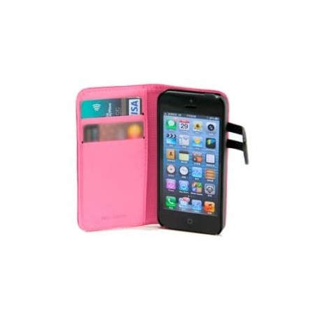 FUNDA WAZZABEE PARA IPHONE 5 POLIPIEL, MARCO INTERIOR PLASTICO, CIERRE MAGNETICO, ROSA (WB-M30WP-PK)