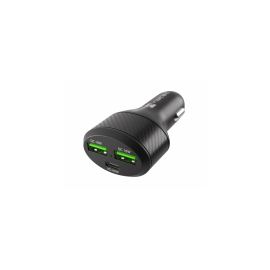 CARGADOR COCHE NATEC CONEY 2XUSB, 1XUSB-C QC3.0, PD 3.0 48W NEGRO