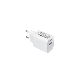 CARGADOR PARED/VIAJE USB-C/PD + USB-A 20W BLANCO LEOTEC