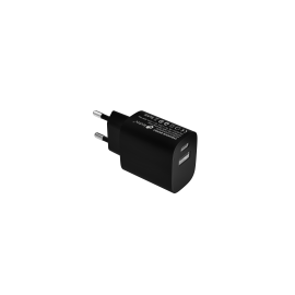 CARGADOR PARED/VIAJE USB-C/PD + USB-A 20W NEGRO LEOTEC