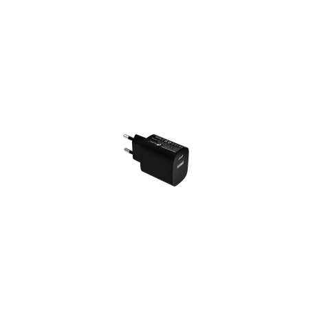 CARGADOR PARED/VIAJE USB-C/PD + USB-A 20W NEGRO LEOTEC