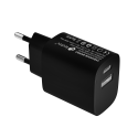CARGADOR PARED/VIAJE USB-C/PD + USB-A 20W NEGRO LEOTEC