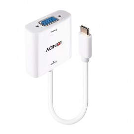 Lindy 43355 adaptador de cable de vídeo USB Tipo C VGA (D-Sub) Blanco
