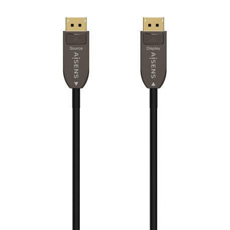 AISENS Cable DISPLAYPORT AOC V1.4 8K@60Hz 4K@120Hz 4:4:4 32.4Gbps, DP/M-DP/M, Negro, 15M