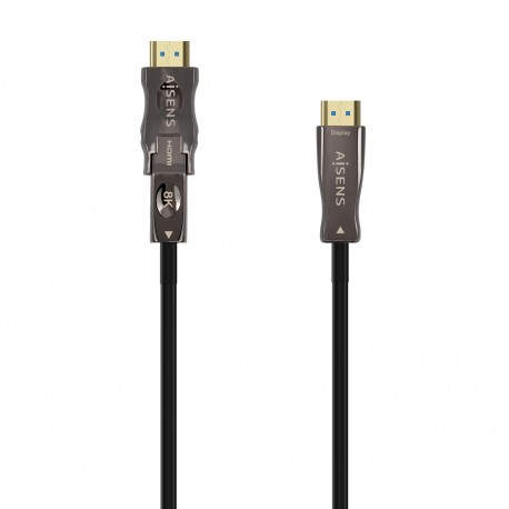 AISENS Cable Hdmi V2.1 AOC Desmontable Ultra Alta Velocidad / Hec 8K@60Hz 4K@120Hz 4:4:4 48Gbps, A/M-D/A/M, Negro, 30M