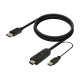 AISENS Cable Conversor Activo HDMI 2.0 + USB Alim. a DISPLAYPORT V1.2, HDMI/M-USB/M-DP/M, Negro, 1.8M
