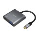 AISENS Conversor USB-C a VGA/HDMI 4K/USB3.0/USB-C PD, USB-C/M-VGA/H-HDMI/H-USB-A/H-USB-C/H, Gris, 15CM