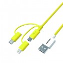 Pantone PT-USB003Y1 cable USB 1,2 m USB A USB C.Micro USB A/Lightning Amarillo