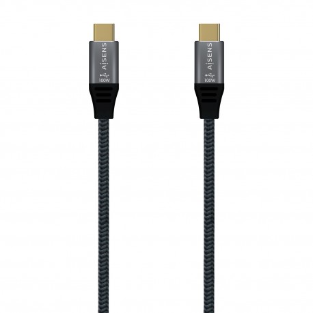AISENS Cable USB 3.2 Gen2X2 Aluminio 20Gbps 5A 100W E-Mark, Tipo USB-C/M-USB-C/M, Gris, 2.0M