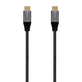 AISENS Cable USB 2.0 Aluminio 5A 100W E-Mark, USB-C/M-USB-C/M, Gris, 2.0M