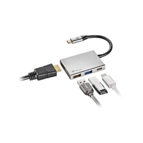 HUB 4 PUERTOS USB-C WONDERDOCK4 GRIS NGS