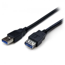 StarTech.com Cable 1m Extensión Alargador USB 3.0 SuperSpeed - Macho a Hembra USB A - Extensor - Negro USB3SEXT1MBK