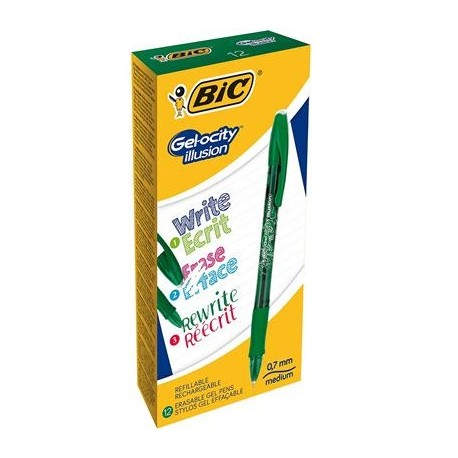 BIC Gel-ocity illusion Bolígrafo de gel con tapa Verde 12 pieza(s)