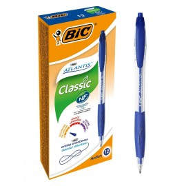 BIC Atlantis Classic Azul Bolígrafo de punta retráctil con mecanismo de giro Medio 12 pieza(s)