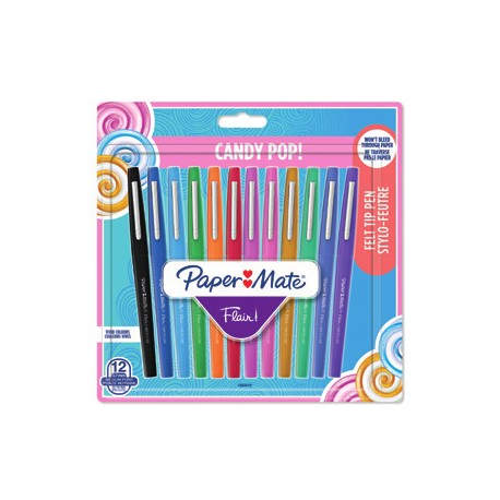 Papermate Flair Candy Pop Bolígrafo de gel con tapa Medio Multicolor 12 pieza(s)
