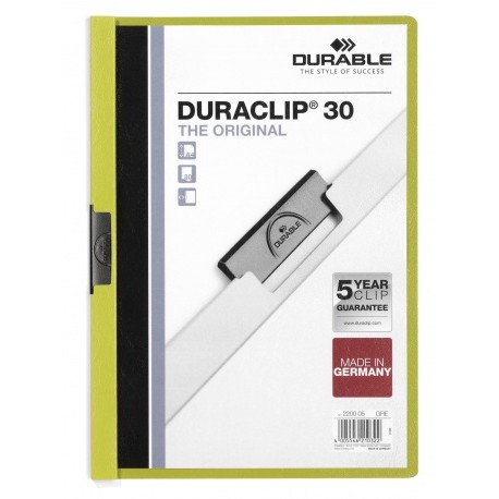 Durable Duraclip 30 archivador PVC Verde, Transparente