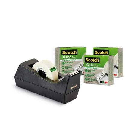 Scotch 9C38R3 cinta adhesiva 33 m Negro, Transparente 3 pieza(s)