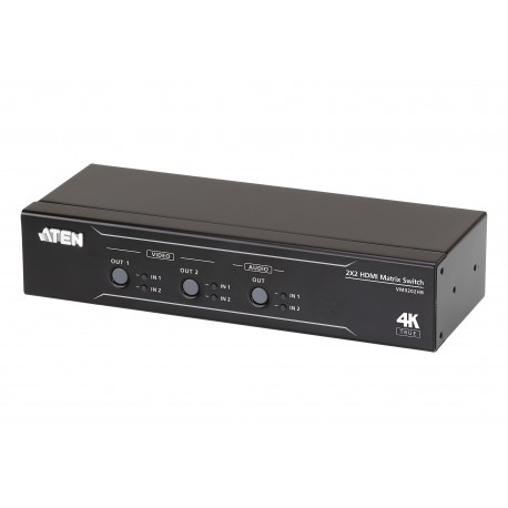 ATEN Switch de matriz HDMI 4K real 2 x 2 con desincrustador de audio - VM0202HB-AT-G
