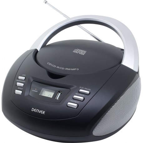 Denver Electronics TCU-211BLACK reproductor de CD Reproductor de CD portátil Negro, Plata