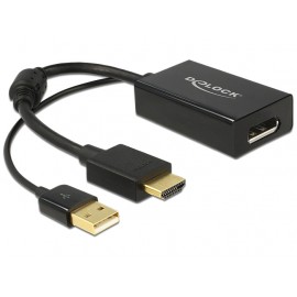 DeLOCK 0.245m HDMI+USB2.0-A/DisplayPort 0.254m HDMI + USB DisplayPort Negro
