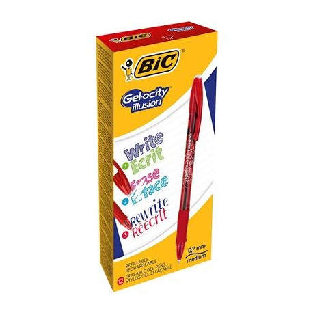 BIC Gel-ocity illusion Bolígrafo de gel con tapa Rojo 12 pieza(s) - 943442