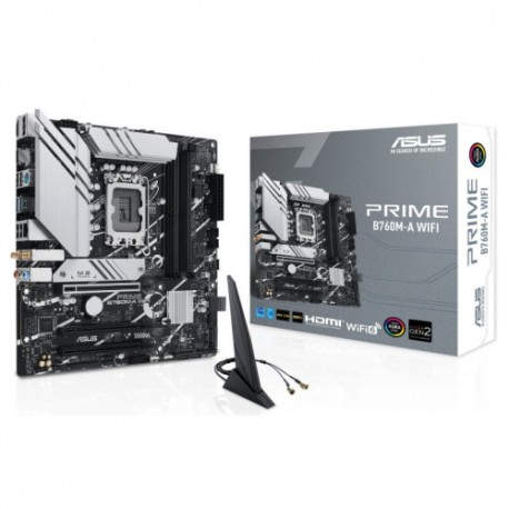 PLACA ASUS PRIME B760M-A WIFI,INTEL,1700,B760,4DDR5,128GB,2HDMI+DP,4SATA+2M.2,2USB 3.2+USB-C,2.5GB+WIFI6E+BT5.2,MATX